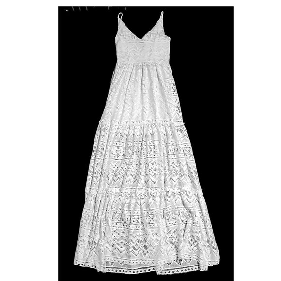 Bebe White Lace Maxi Dress – Spaghetti Straps – Boho Romantic Style - Size 0 - Picture 3 of 11